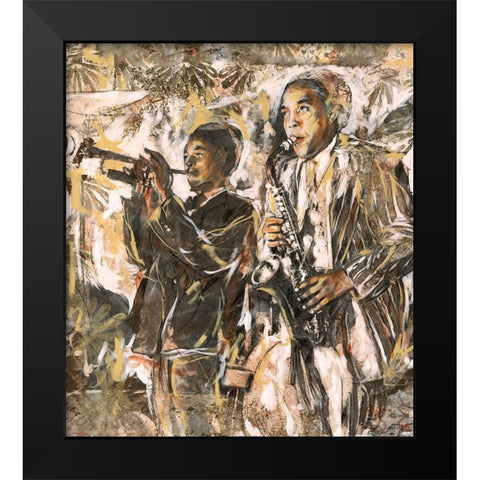 Jazz Two Figures Black Modern Wood Framed Art Print by Wiley, Marta