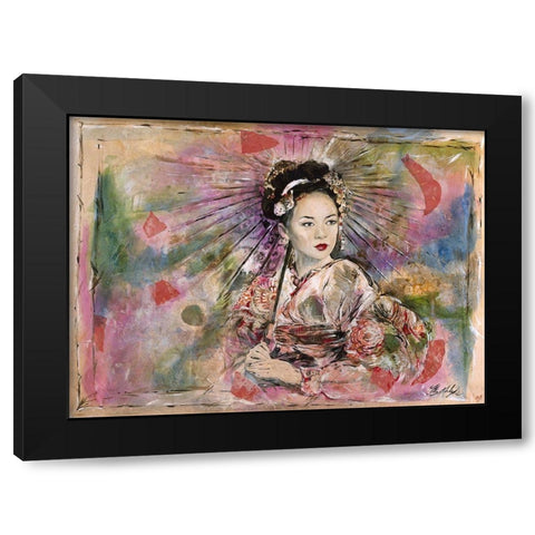 Geisha Darker Colors Black Modern Wood Framed Art Print with Double Matting by Wiley, Marta