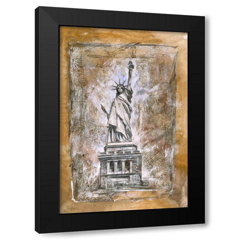 Statue Of Liberty different border Black Modern Wood Framed Art Print by Wiley, Marta