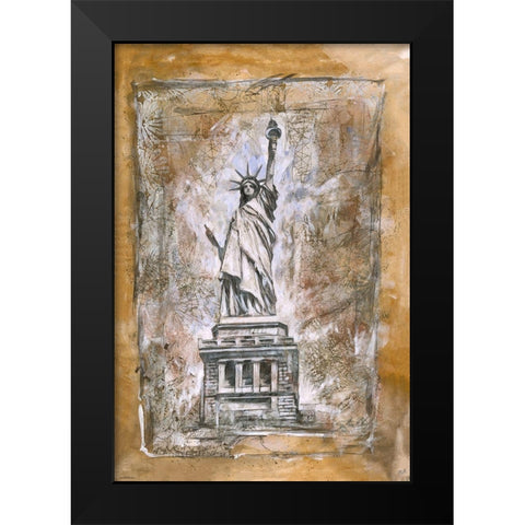 Statue Of Liberty different border Black Modern Wood Framed Art Print by Wiley, Marta