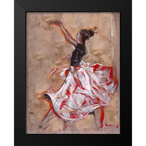 Dancer On Linen Red Black Modern Wood Framed Art Print by Wiley, Marta