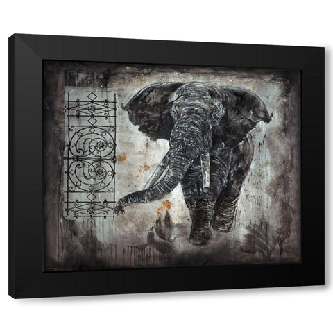 Elephant Black Modern Wood Framed Art Print by Wiley, Marta