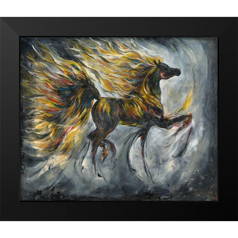 Horse On Fire Muted Colors Black Modern Wood Framed Art Print by Wiley, Marta