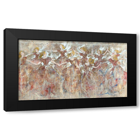 Red Ribbon Girls Black Modern Wood Framed Art Print with Double Matting by Wiley, Marta