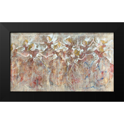 Red Ribbon Girls Black Modern Wood Framed Art Print by Wiley, Marta