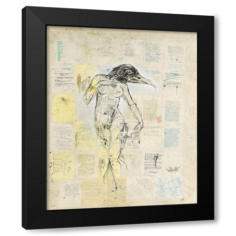 Raven Girl Black Modern Wood Framed Art Print with Double Matting by Wiley, Marta