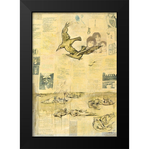 Dont Fly To Close- youll fuse your wings Black Modern Wood Framed Art Print by Wiley, Marta