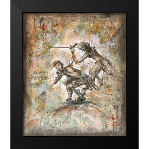 Flute Players Black Modern Wood Framed Art Print by Wiley, Marta