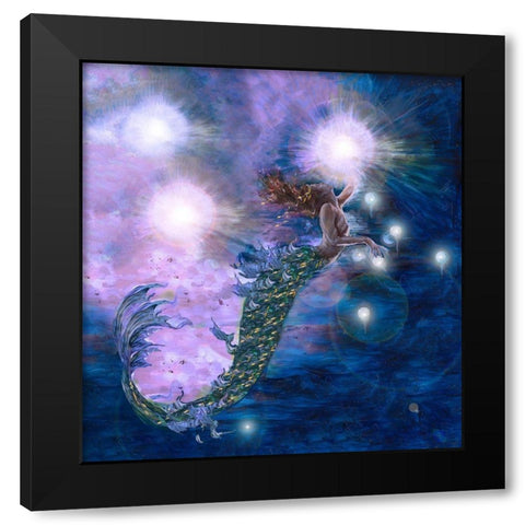 Purple Mermaid Black Modern Wood Framed Art Print with Double Matting by Wiley, Marta