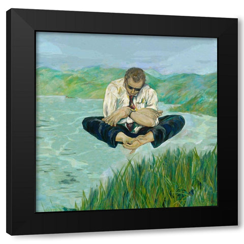 Hands and Feet Man Black Modern Wood Framed Art Print by Wiley, Marta