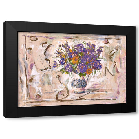 Purple Flowers Black Modern Wood Framed Art Print by Wiley, Marta