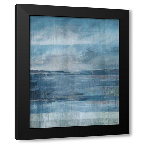Blue Ocean Abstract Black Modern Wood Framed Art Print by Wiley, Marta