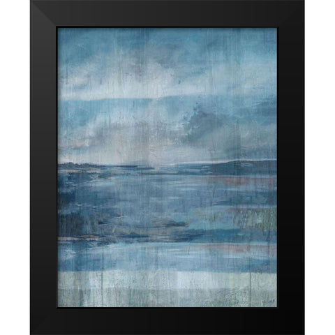 Blue Ocean Abstract Black Modern Wood Framed Art Print by Wiley, Marta