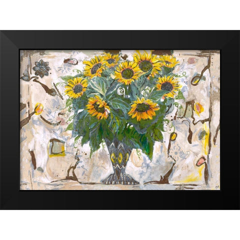 Yellow Floral Black Modern Wood Framed Art Print by Wiley, Marta
