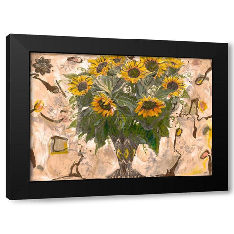Yellow Floral Sepia Black Modern Wood Framed Art Print by Wiley, Marta