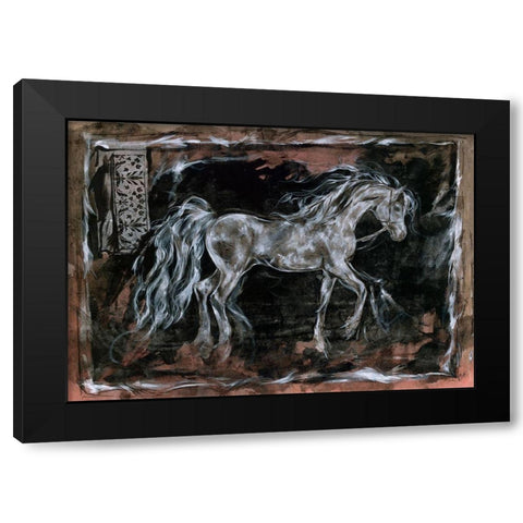 White Horse different border Black Modern Wood Framed Art Print with Double Matting by Wiley, Marta