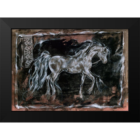White Horse different border Black Modern Wood Framed Art Print by Wiley, Marta