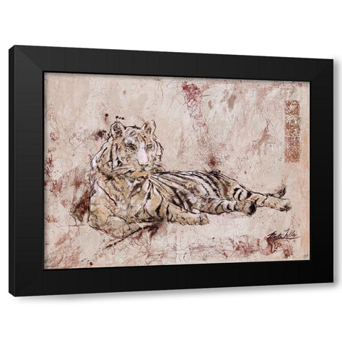 Beige, Tiger Black Modern Wood Framed Art Print with Double Matting by Wiley, Marta