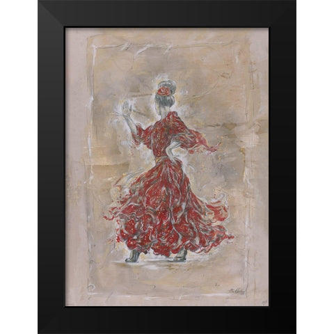 Red Flamenco, Beige Black Modern Wood Framed Art Print by Wiley, Marta