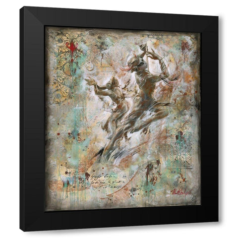 golden Flute Players Black Modern Wood Framed Art Print by Wiley, Marta