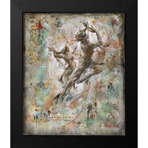 golden Flute Players Black Modern Wood Framed Art Print by Wiley, Marta
