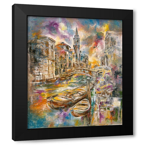 Golden Venice Colorful Black Modern Wood Framed Art Print by Wiley, Marta