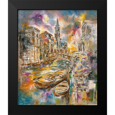 Golden Venice Colorful Black Modern Wood Framed Art Print by Wiley, Marta