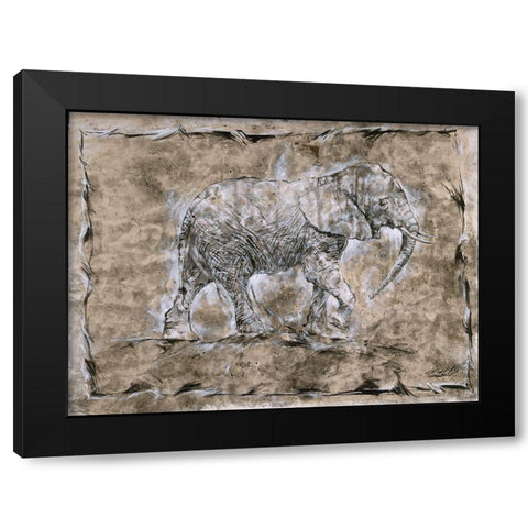 Baby Elephant, Beige Black Modern Wood Framed Art Print with Double Matting by Wiley, Marta
