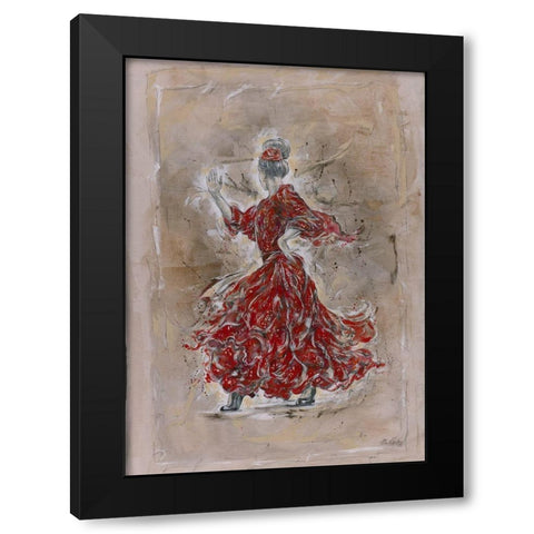 Scarlet Red Dancer Black Modern Wood Framed Art Print by Wiley, Marta