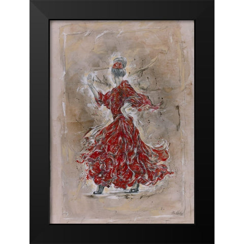 Scarlet Red Dancer Black Modern Wood Framed Art Print by Wiley, Marta