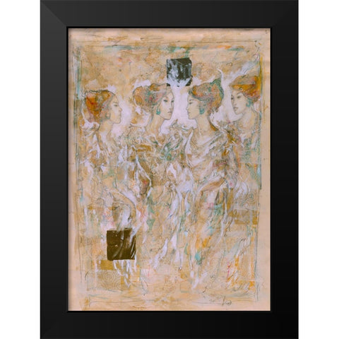 Golden, Ballerina Black Modern Wood Framed Art Print by Wiley, Marta