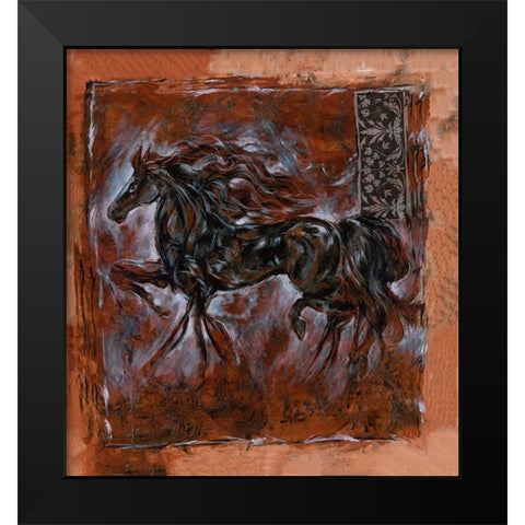 Sepia horse crackle Black Modern Wood Framed Art Print by Wiley, Marta