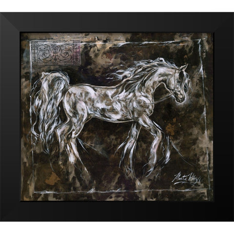 Crackle Horse Black- Dark Black Modern Wood Framed Art Print by Wiley, Marta