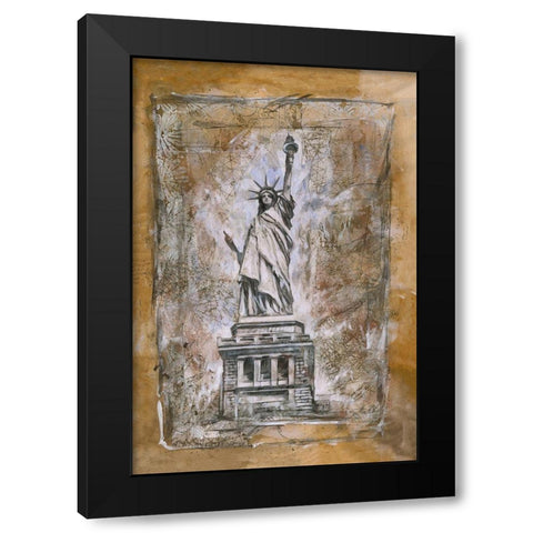 Golden Cityscape Black Modern Wood Framed Art Print with Double Matting by Wiley, Marta