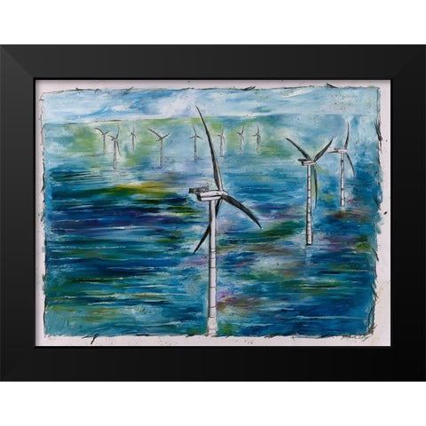 Wind Energy Black Modern Wood Framed Art Print by Wiley, Marta