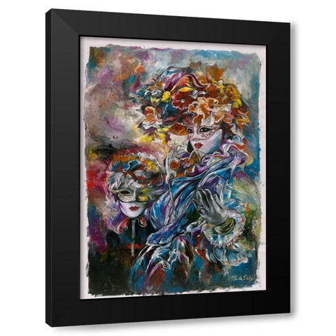 Festival Cyan Blue Black Modern Wood Framed Art Print with Double Matting by Wiley, Marta