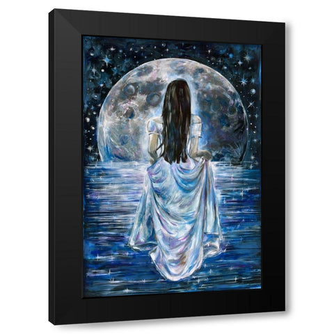 Blue Moon Black Modern Wood Framed Art Print by Wiley, Marta