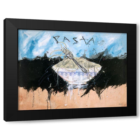 Pasta Black Modern Wood Framed Art Print by Wiley, Marta