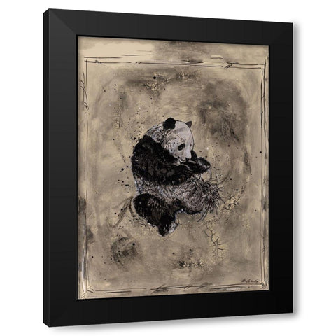 Panda Black Modern Wood Framed Art Print with Double Matting by Wiley, Marta