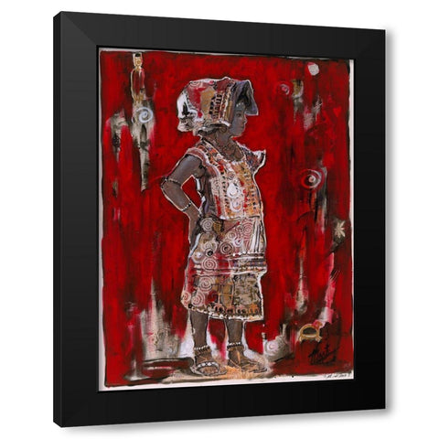Red African Black Modern Wood Framed Art Print with Double Matting by Wiley, Marta