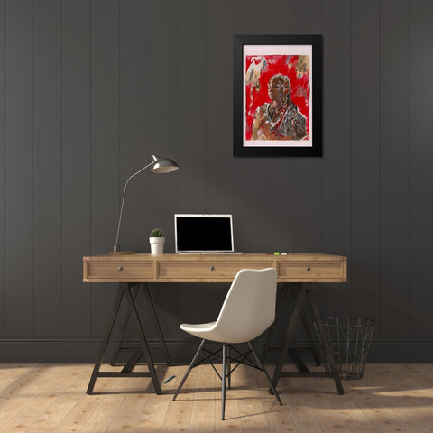 Red African Black Modern Wood Framed Art Print by Wiley, Marta