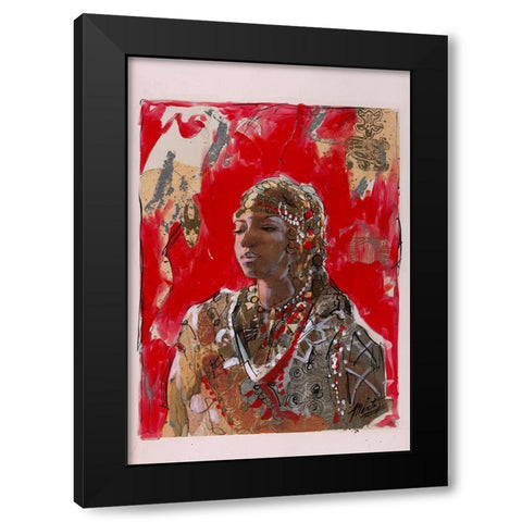 Red African Black Modern Wood Framed Art Print with Double Matting by Wiley, Marta