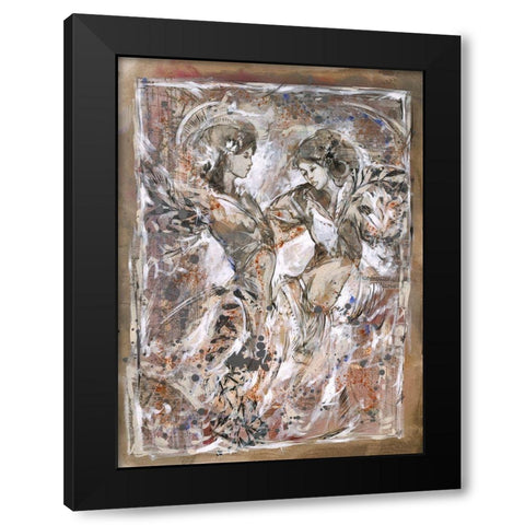 Sisters- Beige Black Modern Wood Framed Art Print by Wiley, Marta