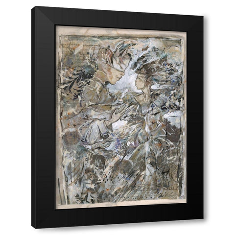 Couple V- Golden  Black Modern Wood Framed Art Print with Double Matting by Wiley, Marta