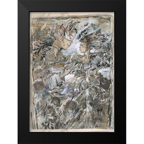 Couple V- Golden  Black Modern Wood Framed Art Print by Wiley, Marta