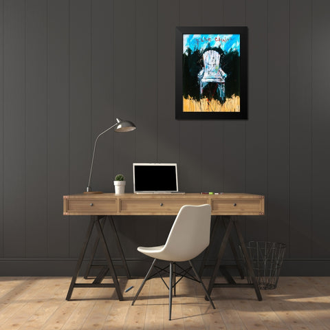 Blue Chair color Black Modern Wood Framed Art Print by Wiley, Marta