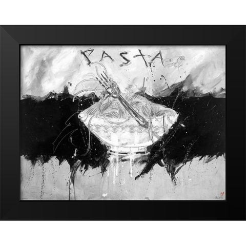 Pasta BandW Black Modern Wood Framed Art Print by Wiley, Marta