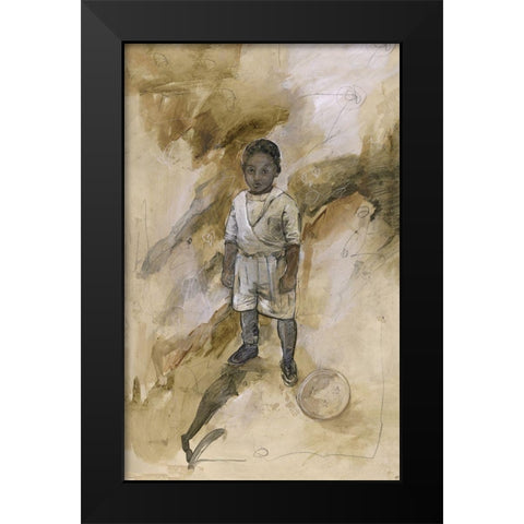 African Boy Black Modern Wood Framed Art Print by Wiley, Marta