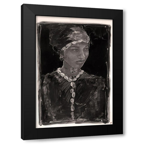 African Style BandW Black Modern Wood Framed Art Print by Wiley, Marta