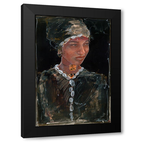 African Style color Black Modern Wood Framed Art Print with Double Matting by Wiley, Marta